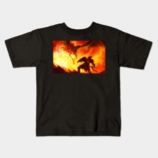 Warrior Facing Dragon Kids T-Shirt